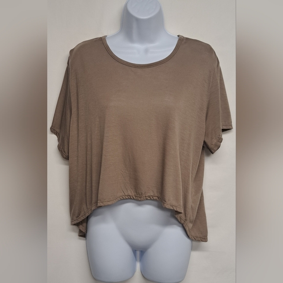 Foreign Exchange S Cropped High Low Top Flowy Comfort Pull On Short Sleeve - Picture 1 of 5